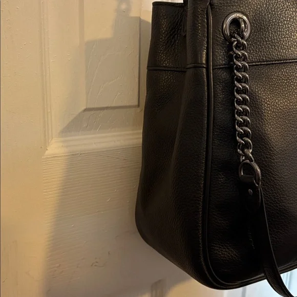 Coach, leather bucket bag with gun metal hardware extra Crossbody strap!